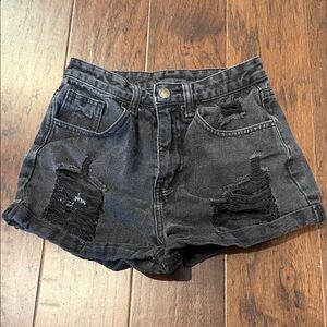 SHEIN Black Ripped Denim Shorts